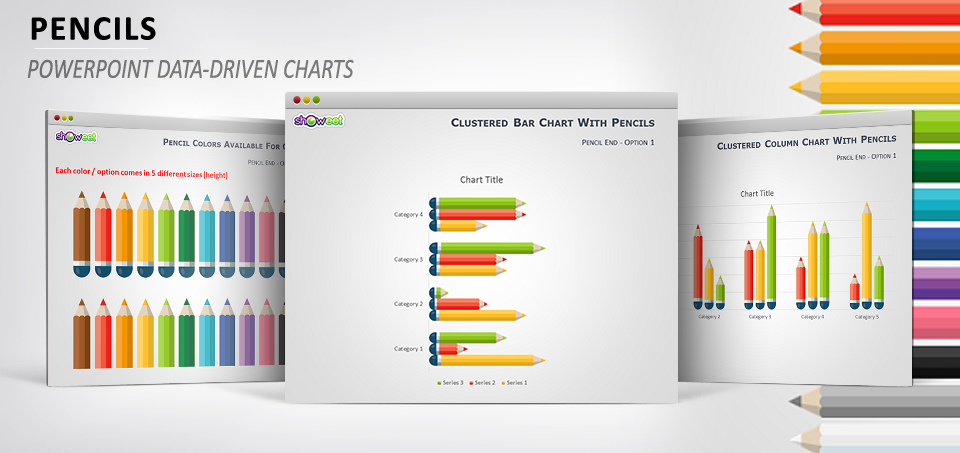 Pencils Data Driven PowerPoint graph