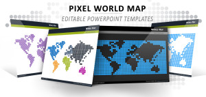 Carte du Monde Pixels pour PowerPoint
