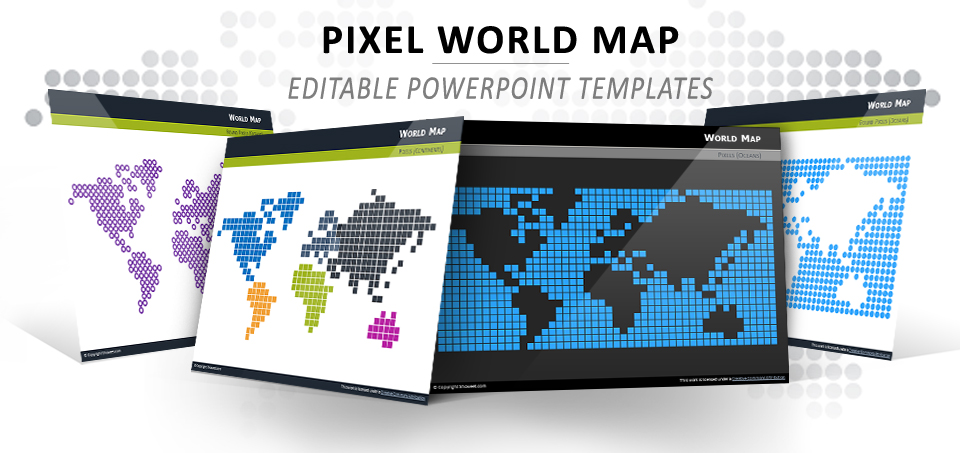 Pixel World Map PowerPoint template
