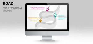 Carretera con 3 Alfileres – Diagrama PowerPoint