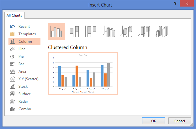 Data-driven PowerPoint charts - Insert chart