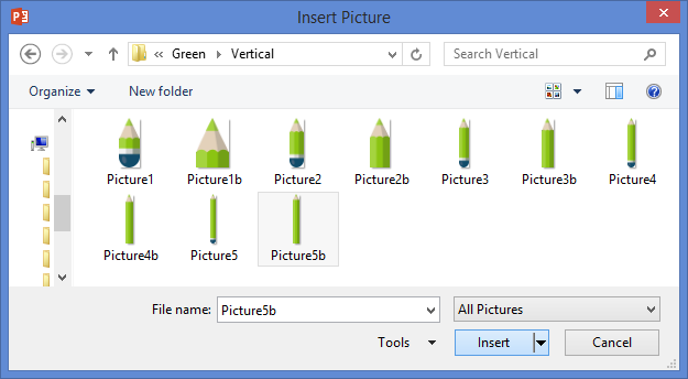 Data-driven PowerPoint graph with pencils