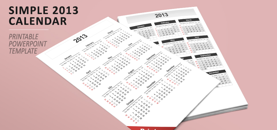 2013 Simple Calendar PowerPoint