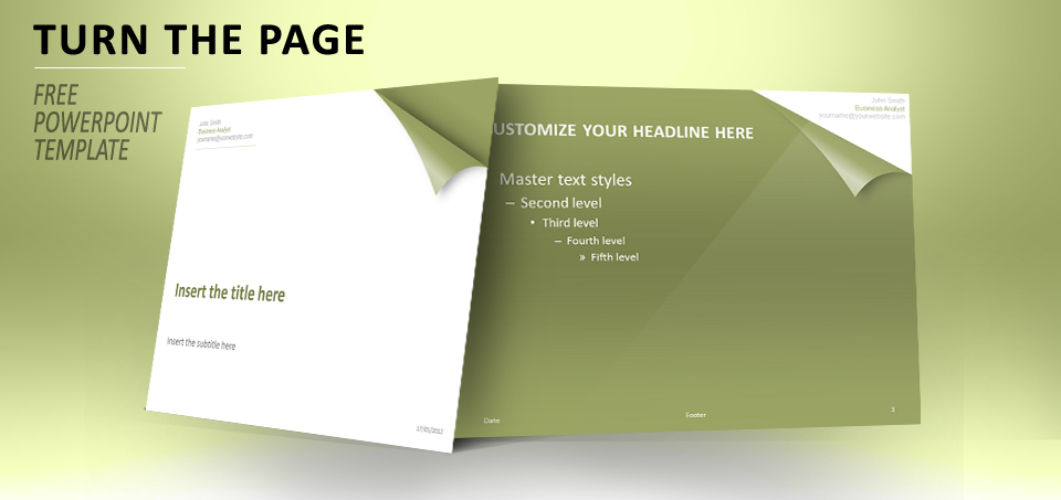 Turn the page green PowerPoint template