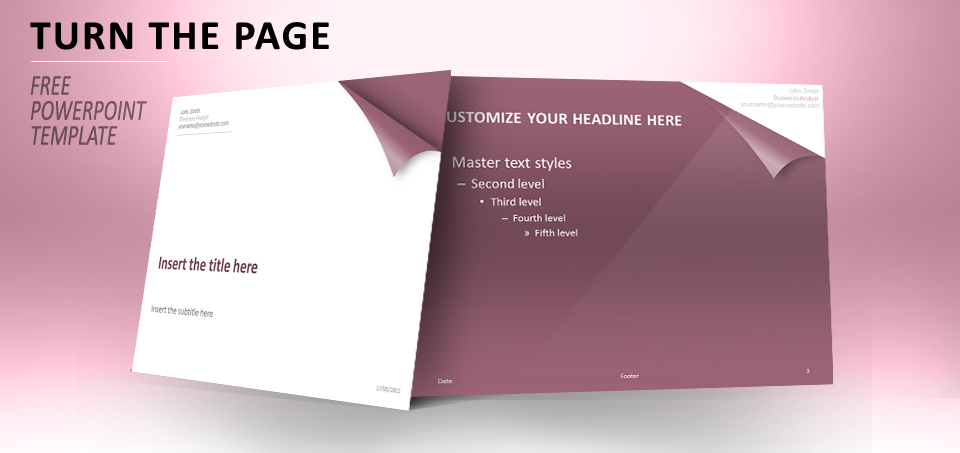 Turn the page purple PowerPoint template