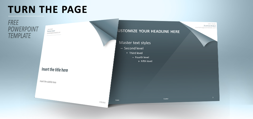 Turn the page blue PowerPoint template