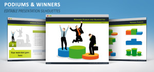 Podios con Siluetas de Ganadores PowerPoint e Impress